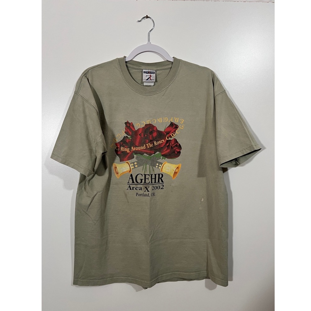 Vintage Portland Rose T-shirt in Taupe Jerzees Size Large 2002 AGEHR